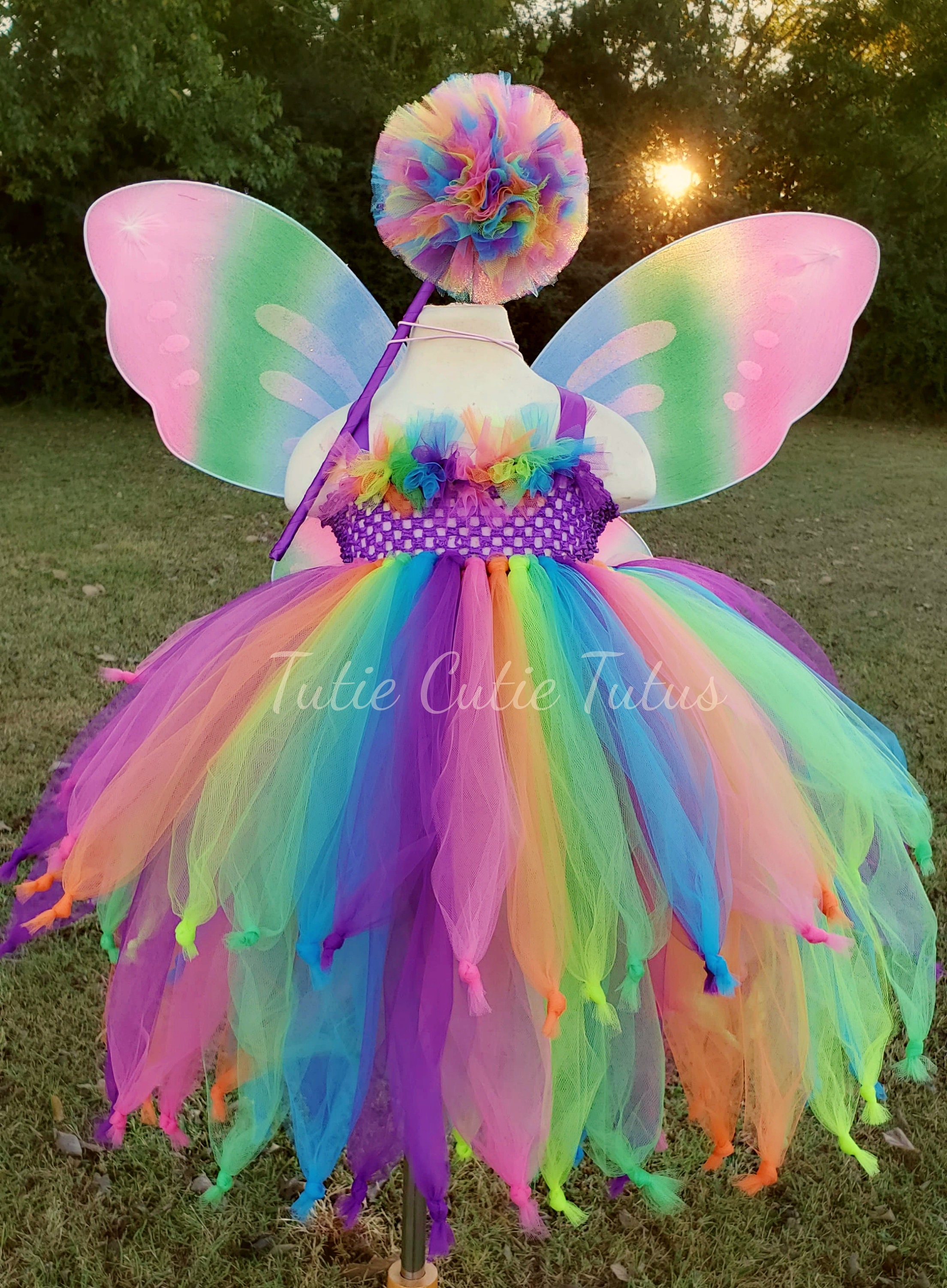 Rainbow fairy princess costume hotsell