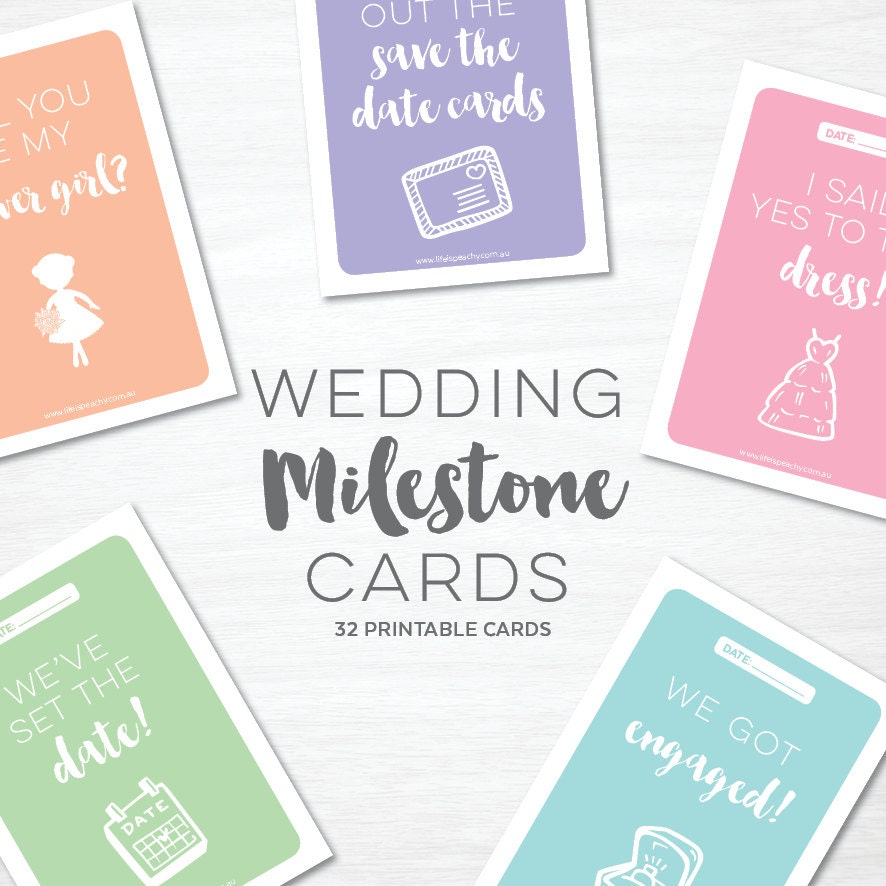 Printable Wedding Milestone Cards 32 cards | Etsy