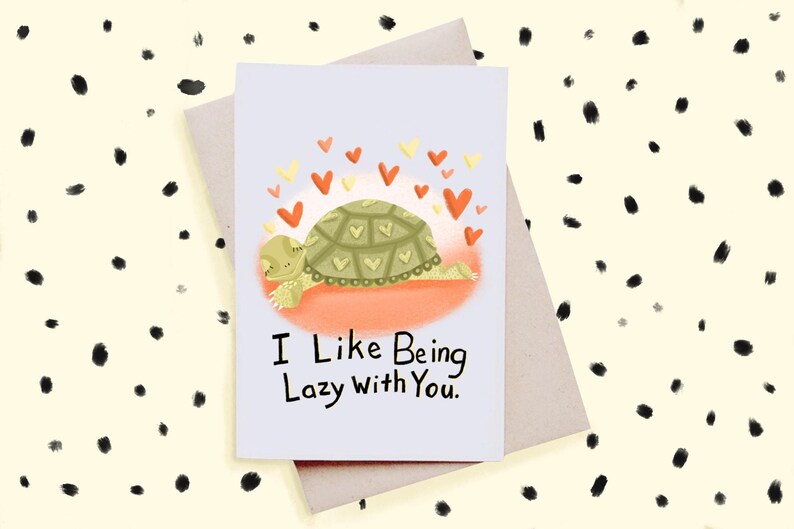 Lazy Tortoise Valentines Card | Etsy