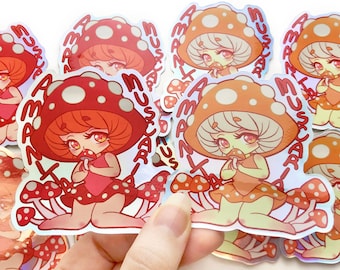 Mushroom Girl holo stickers!