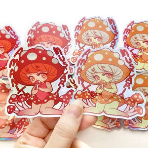 Stickers holographiques fille champignon !
