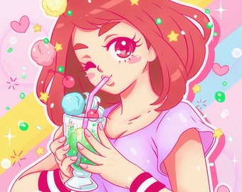 Ochako Uravity Ice Cream Float 11x17 Holographic Print!