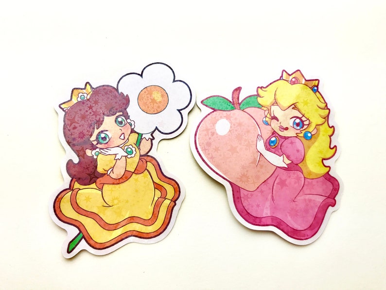 Peach and Daisy Mario Bros holo stickers image 1