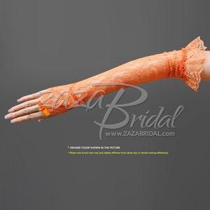 Flower Pattern Fingerless Lace Gloves with Elastic Ruffle 12BL