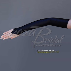 4-WAY STRETCH Matte Finish Satin Fingerless Gloves Opera Length 16BL