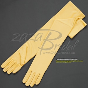 19,5 po. Longs gants habillés en satin, finition mate, extensible dans les 4 sens 12BL