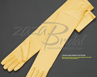 Guantes de vestir de satén con acabado mate, elásticos en 4 direcciones, de 19,5″ de largo, 12BL