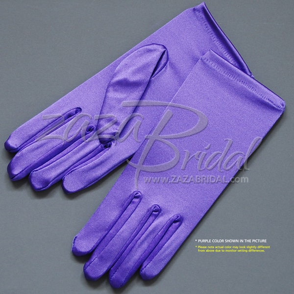 Shiny Stretch Satin Dress Gloves Wrist Length 2BL