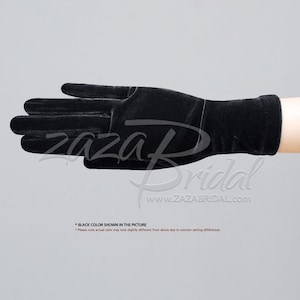 Stretch Velvet Gloves Slip-On Wrist Length 2BL