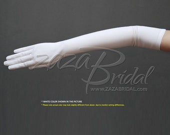 19.5″ Long Stretch Dull Matte Satin Gloves / No Shine, Elegant Look