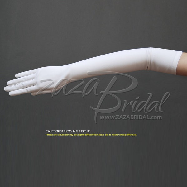 19.5″ Long Stretch Dull Matte Satin Gloves / No Shine, Elegant Look