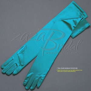 Gants habillés longs en satin extensible brillant de 19,5 po. 12BL