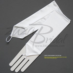 Shiny Stretch Satin Fingerless Gloves Below-the-Elbow Length 8BL