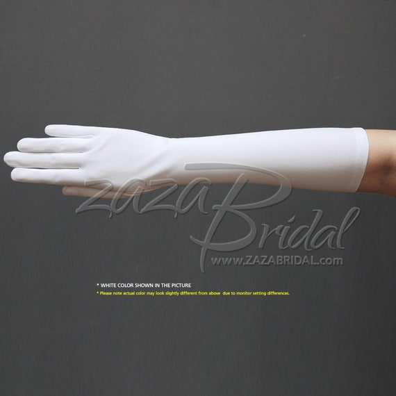 15.5″ Long Stretch Dull Matte Satin Dress Gloves Below-the-Elbow Length/No Shine