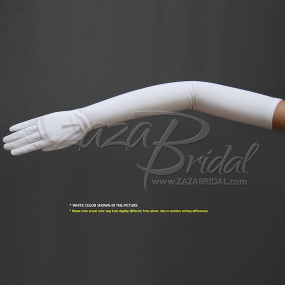 23.5" Long Stretch Dull Matte Satin Dress Gloves Opera Length/No Shine,Elegant Look