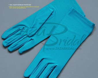 Guantes de vestir de satén con acabado mate y elásticos en 4 direcciones, longitud de muñeca, 2BL