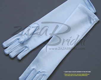 Shiny Stretch Girl’s Long Fancy Satin Dress Gloves Below-the-Elbow Length 8BL