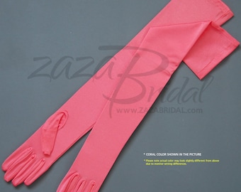 Guantes de vestir de satén con acabado mate, elásticos en 4 direcciones, de 23,5″ de largo, longitud de ópera, 16BL