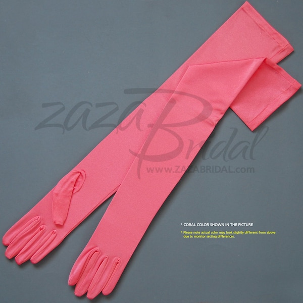 23.5″ Long 4-Way Stretch Matte Finish Satin Dress Gloves Opera Length 16BL