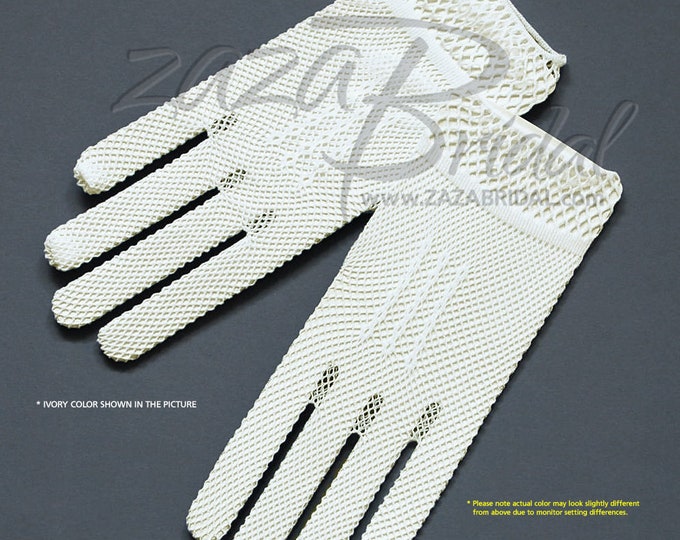 Stylish Crochet Gloves with Delicate trim-Victorian+Regency Fish Net Gloves