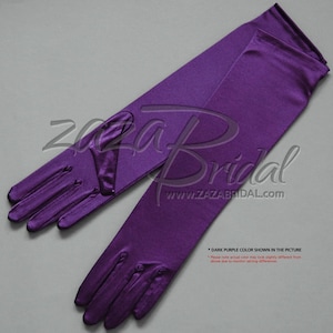 15.5″ Shiny Stretch Satin Dress Gloves Below-The-Elbow Length 8BL