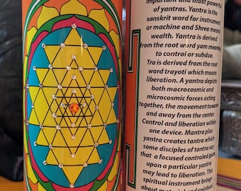 Poderosa vela de meditación Shree Yantra adornada con cristales Swarovski