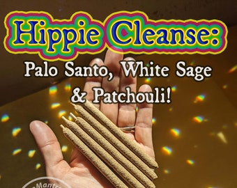 Hippie Cleanse! 100% Pure Sacred Palo Santo, White Sage & Patchouli Incense Sticks for Cleansing and Purifying!