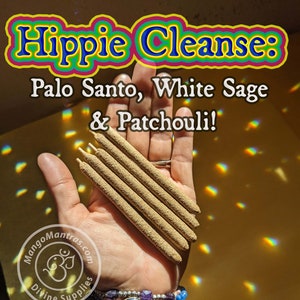 Hippie Cleanse! 100% Pure Sacred Palo Santo, White Sage & Patchouli Incense Sticks for Cleansing and Purifying!