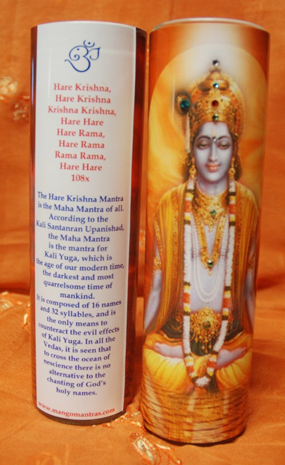 Hare Krishna Mantra Meditation Candle embellished with Swarovski Crystals