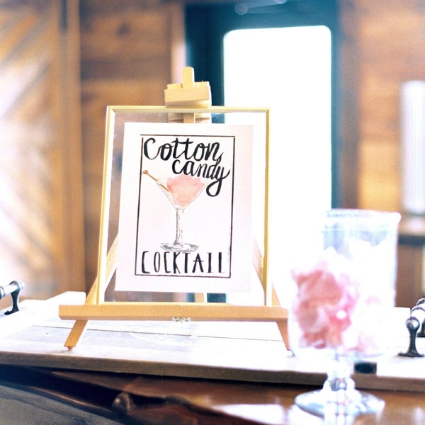 Cotton Candy Cocktail, Cotton Candy, Cocktail, Wedding Sign, Bar Cart, Wall Art, Bar, Signature Cocktail, Bachelorette, Bridal, Baby Shower