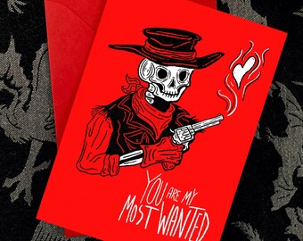 Wanted Outlaw Valentine's Day Greeting Card