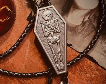 Coffin Boothill Dark Western Gothic Halloween Bolo Tie