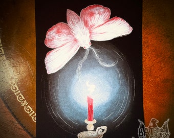 Stampa artistica di falena e fiamma