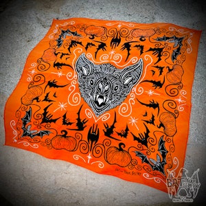 Halloween Bat and Pumpkins  Dark Western Bandana