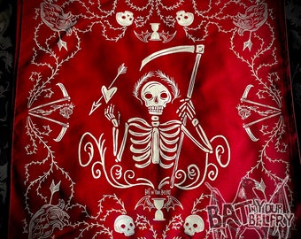 Love and Death Red Wine Dark Western Bandana