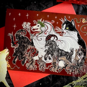 Karta z życzeniami na paradę Yule