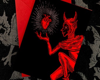 Devil With Heart Valentines Day Greeting Card