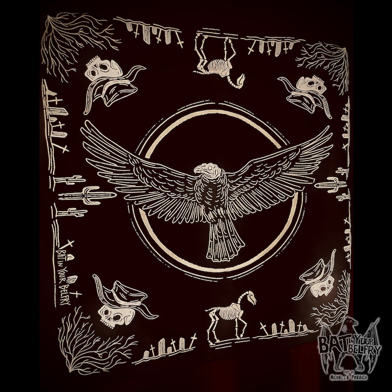 Turkey Vulture Boot Hill Dark Western Bandana image 1