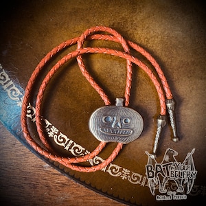 Vintage Pumpkin  Western Gothic Halloween Bolo Tie
