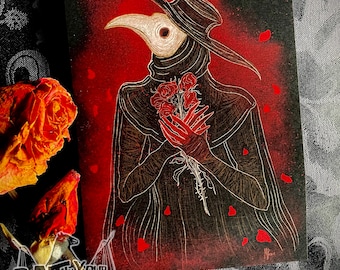 Plague Doctor and Roses Fine Art Print