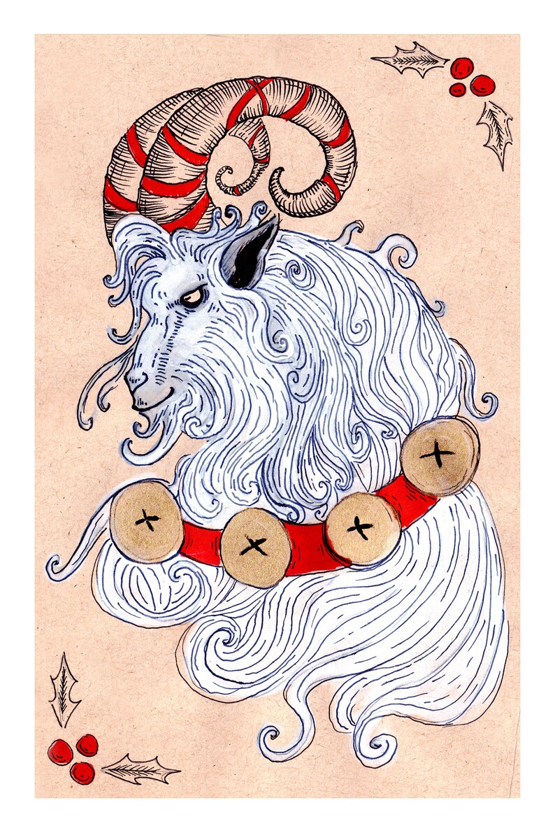 Yule Goat Art Print 5x7 with Matting Etsy