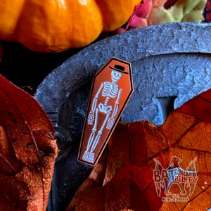 Boot Hill Skeleton Coffin Enamel Pin