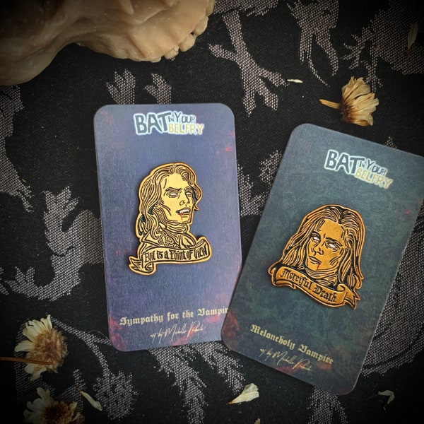 Sympathy for the Vampire, Melancholy Vampire, Petite Vampire Interview with the Vampire Inspired Enamel Pins