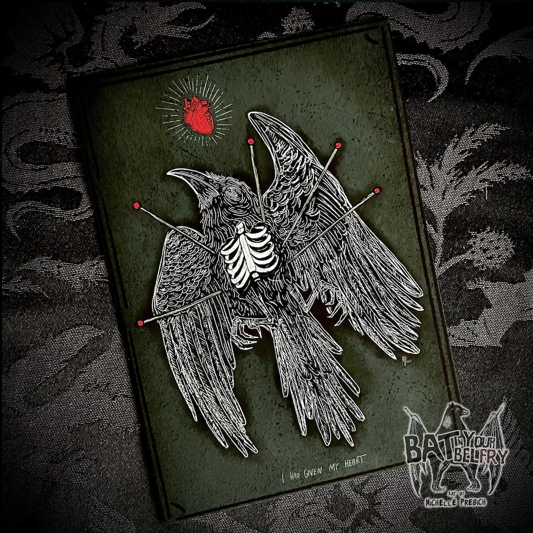 Raven Anatomical Heart Fine Art Print - Etsy