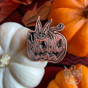 Bat on Pumpkin Lapel Pin