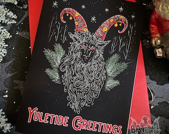 Dark Yule Goat Greeting Card