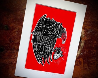Turkey Vulture and Anatomical Heart Fine Art Print