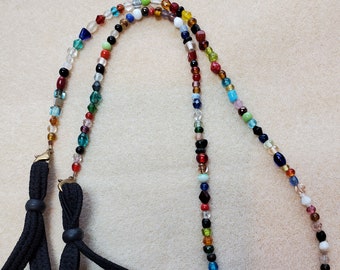 Multi-Colored Beaded Lanyard for Face Mask, Necklace, Face Mask Lanyard