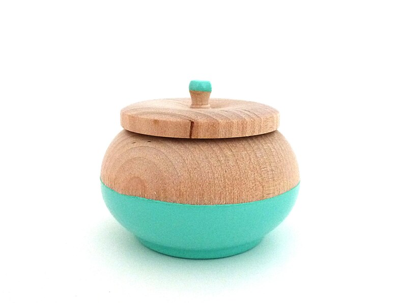 Turquoise jewelry box, wood jewelry box, tiny trinket box image 1