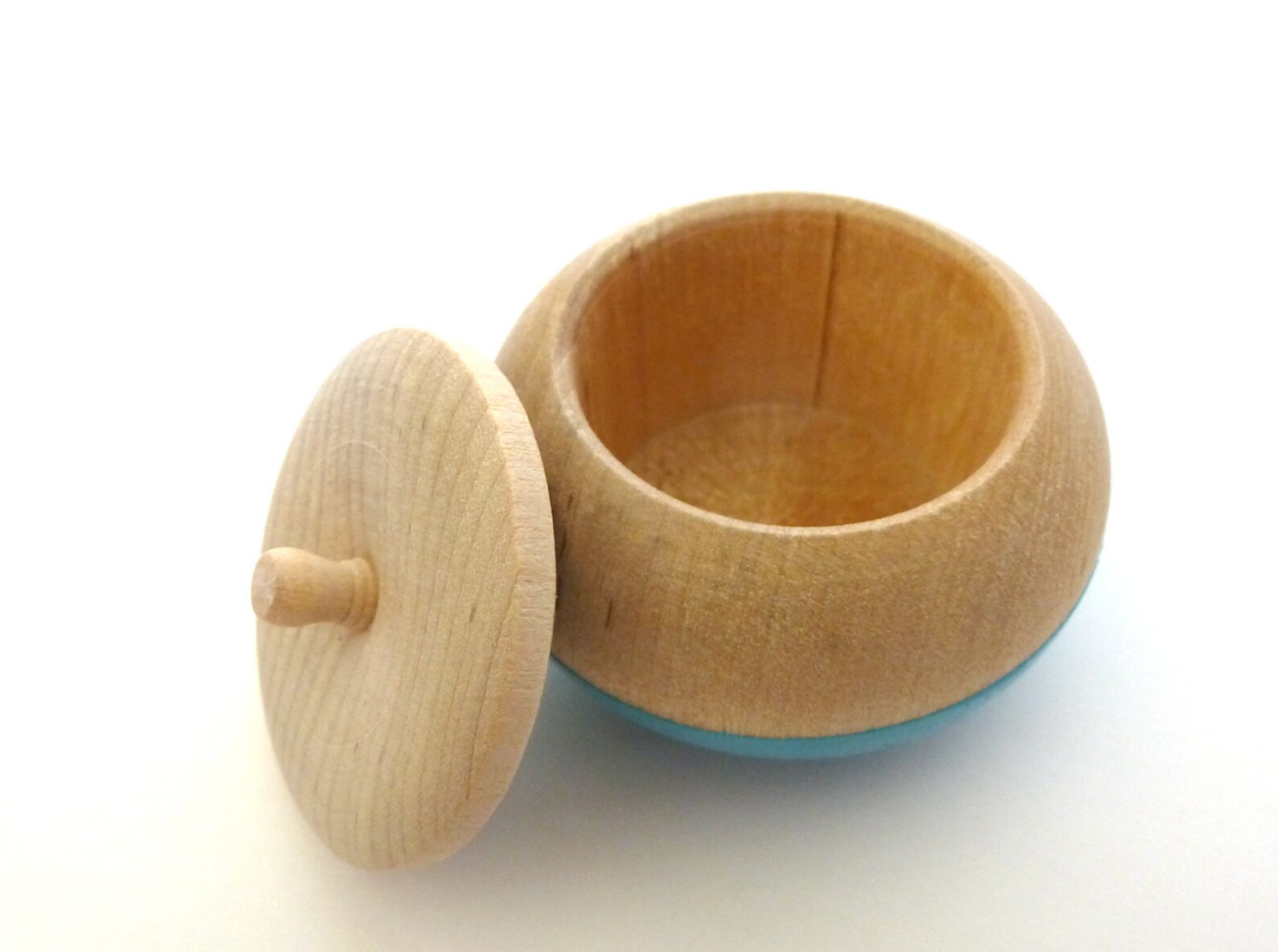 Sky Blue Jewelry Box Wood Jewelry Box Tiny Box Round Wood Etsy